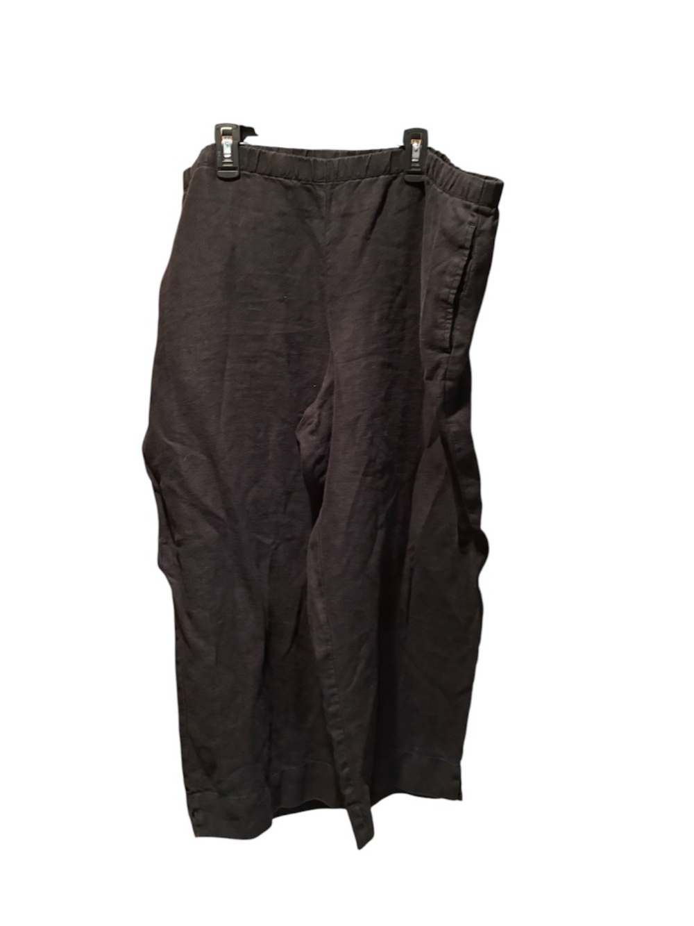 J. Jill Love Linen Pull On Wide Leg Cropped Pants Black XL